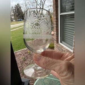 Vintage Footed Embossed Wine Glasses Set of 2